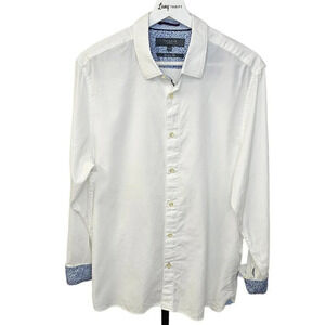 Ted Baker Mens Modern Fit White  Flip Cuff Button Down Top Size 16.5